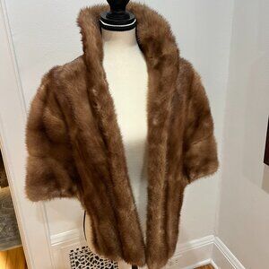 Vintage Feller's Medium Fawn Collared Real Mink Fur Stole Cape